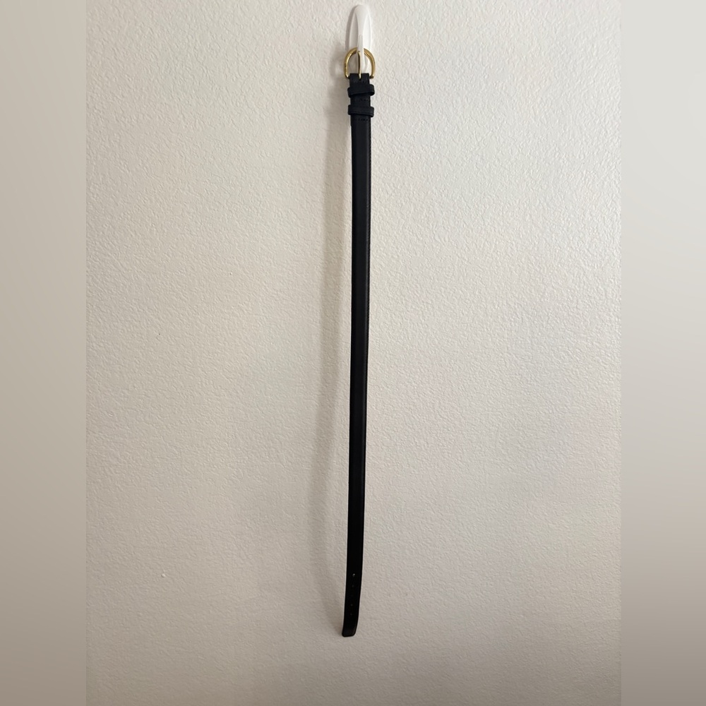 Coach Black Leather Belt with Brass Buckle Size Small